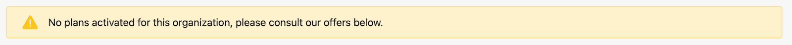 no plans activated warning message