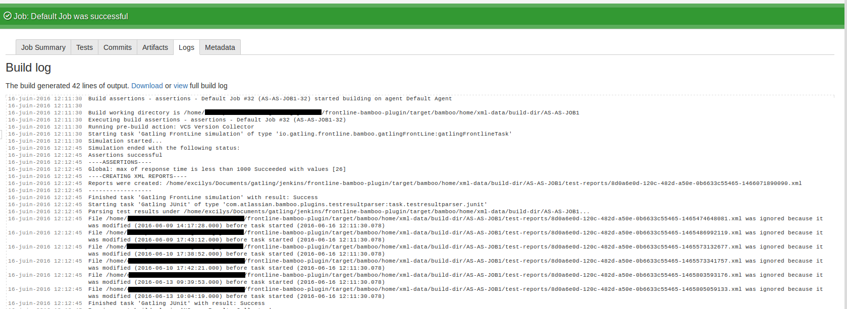 Console output