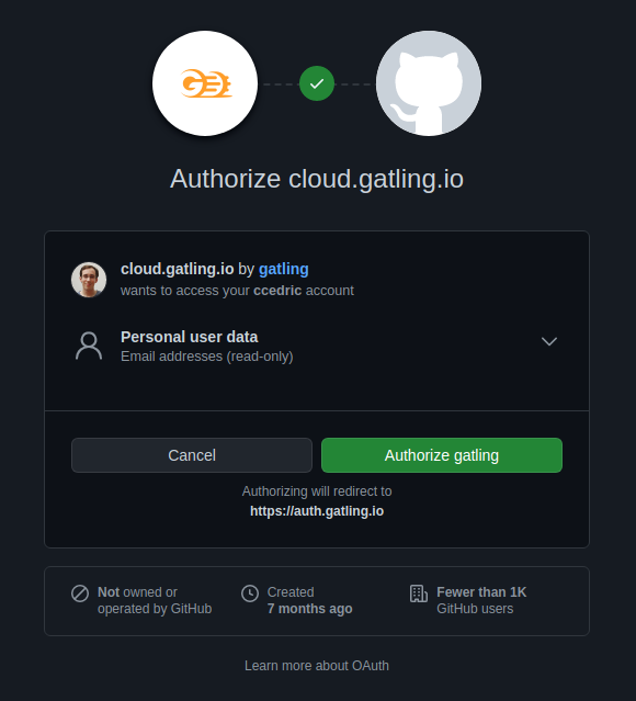 GitHub authorization page