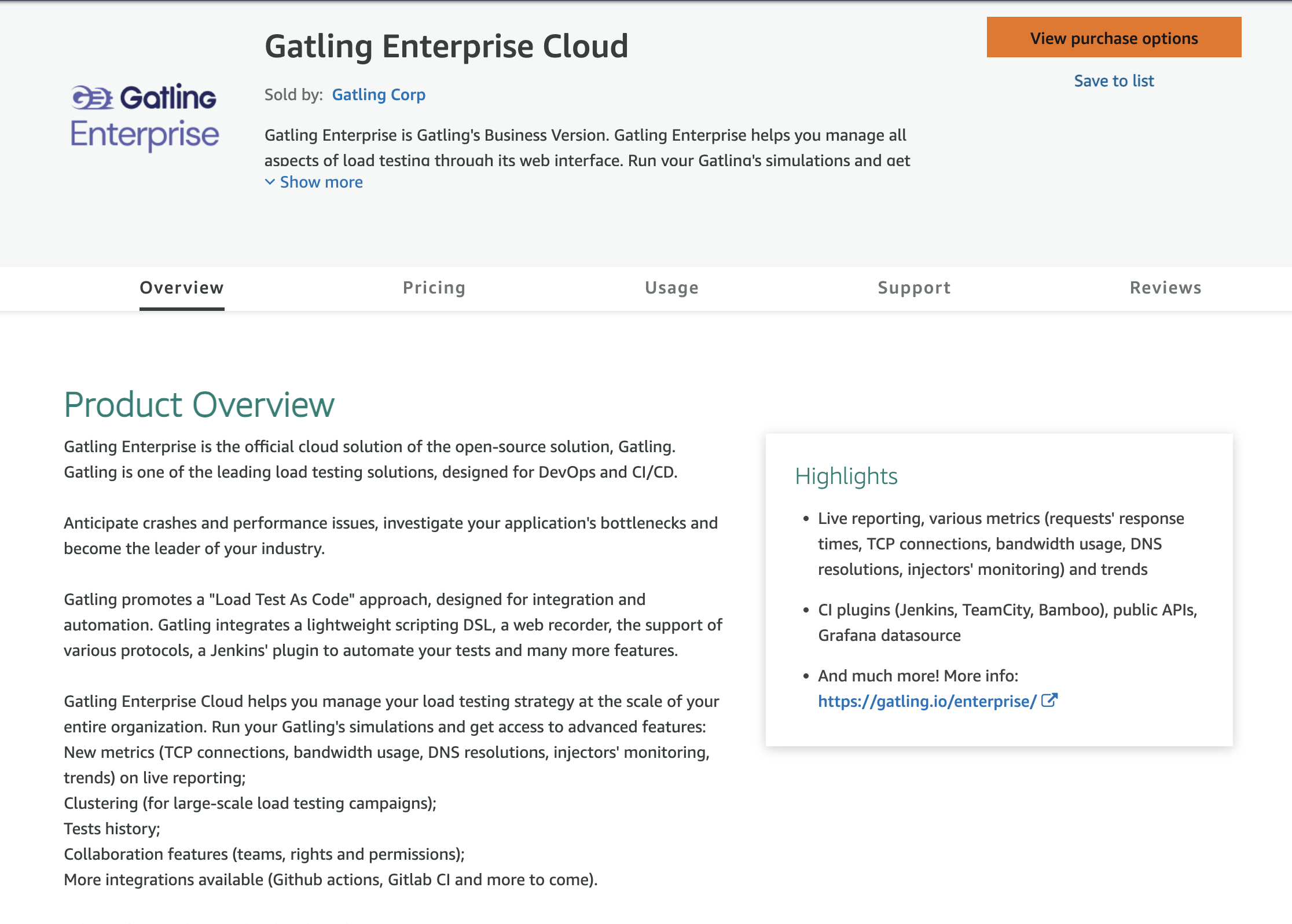 AWS marketplace offer