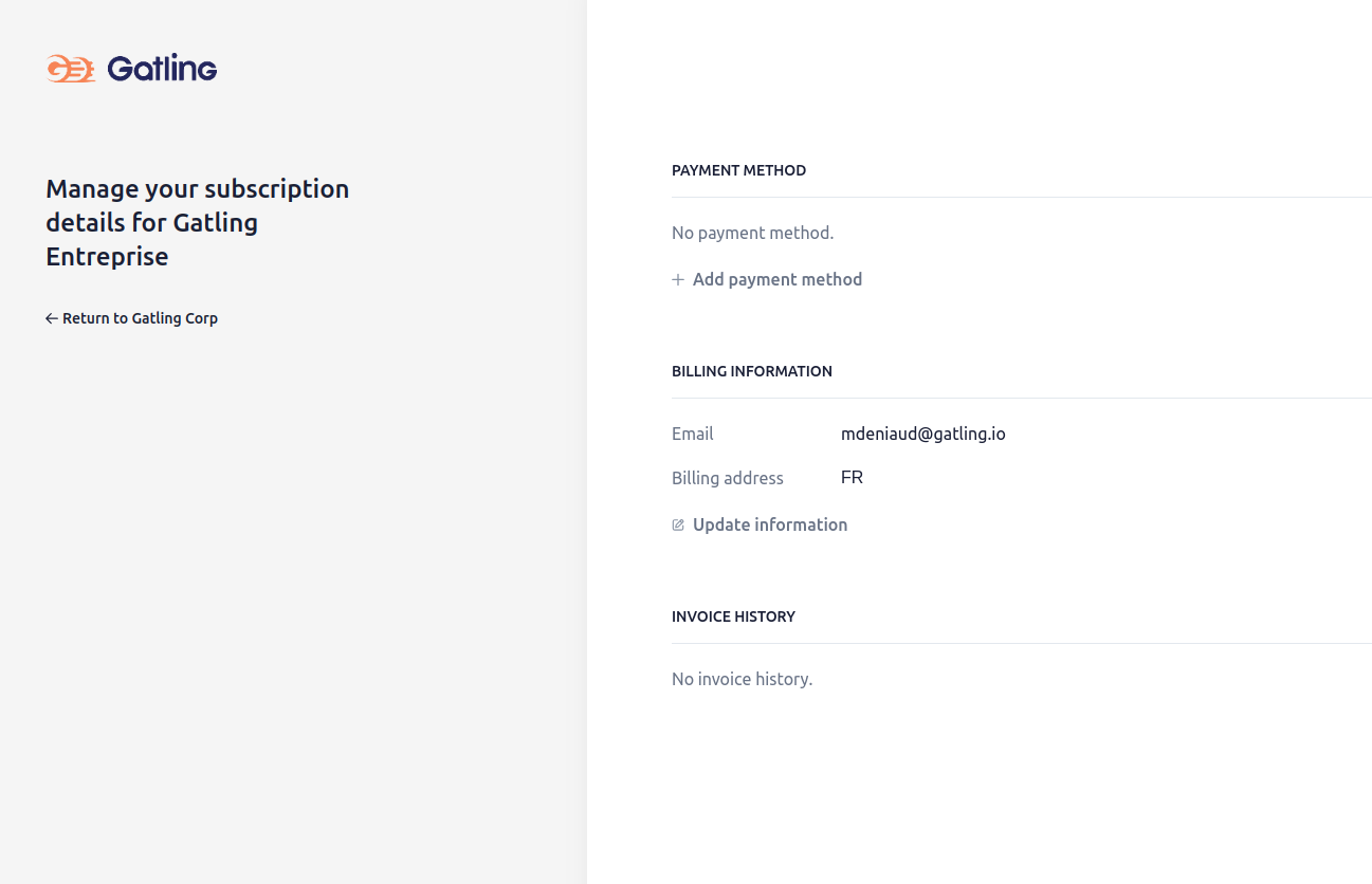 Organization billing portal