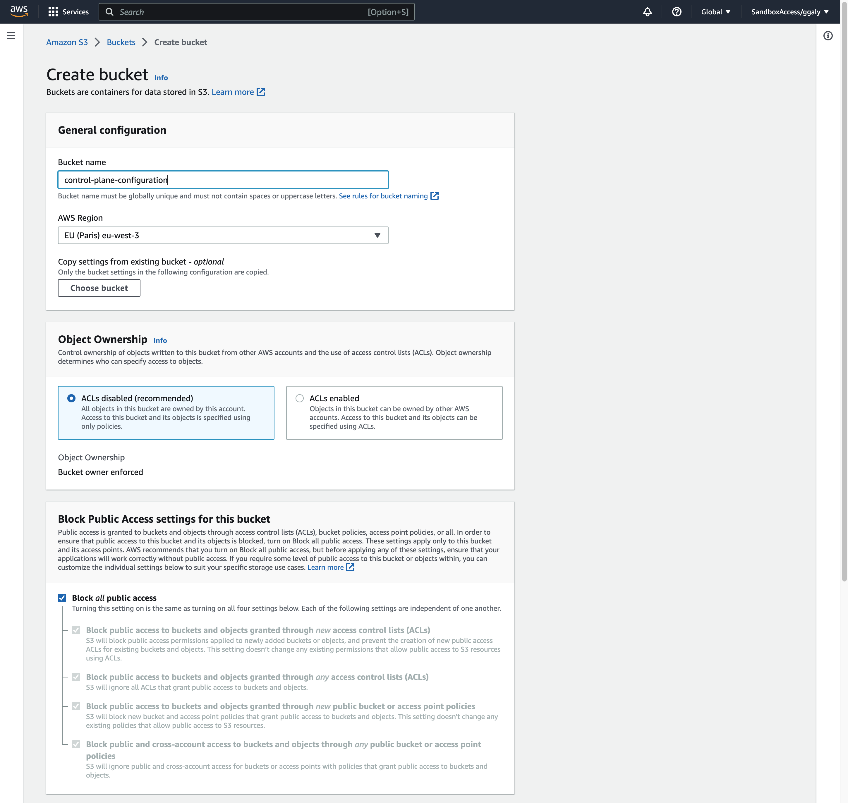 Configuring the S3 bucket