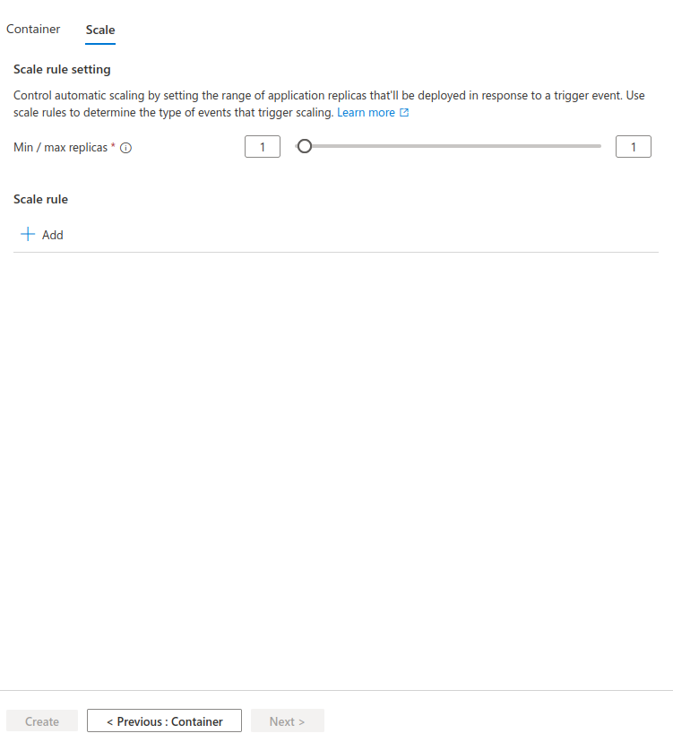 Configure containers instances minimum scale