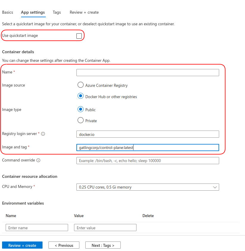 Create application step 2