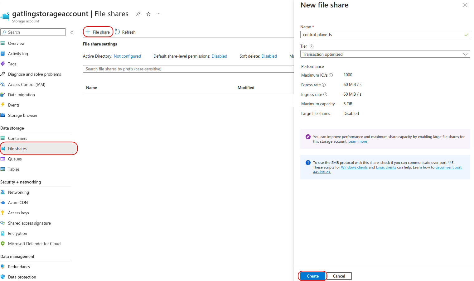 Create file share