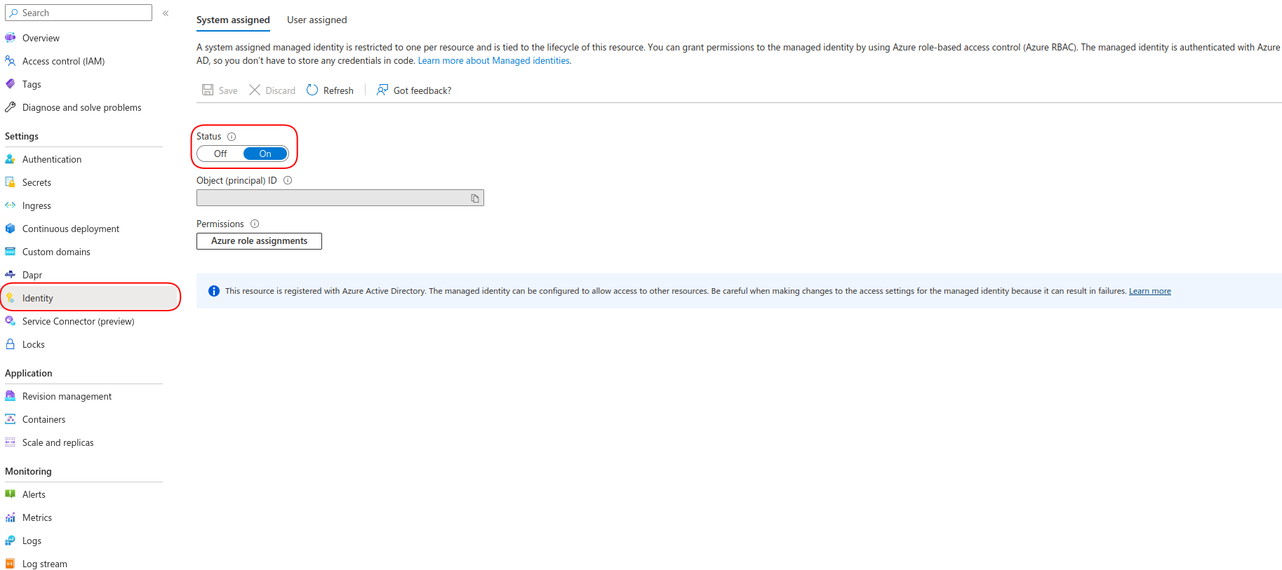 Setup Azure credentials with managed identity