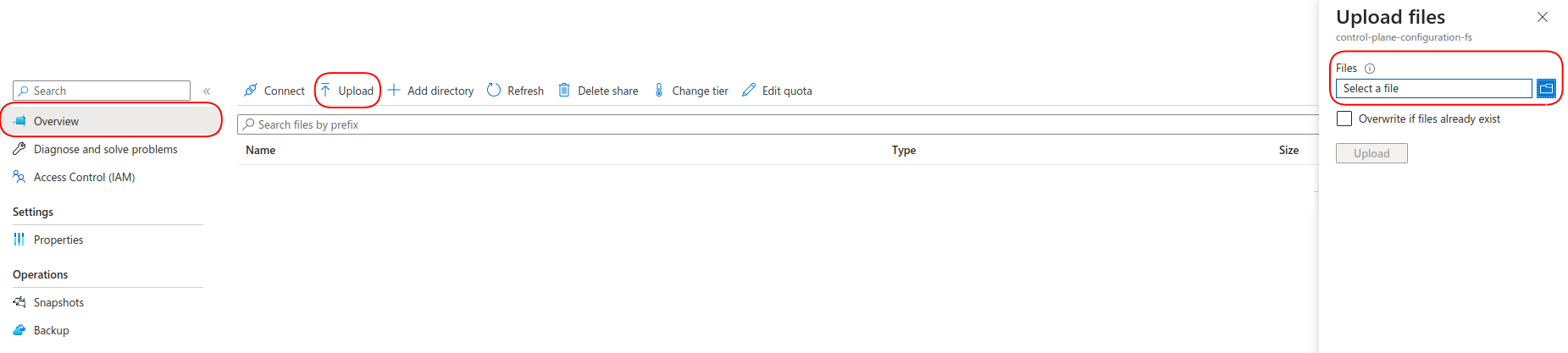 Upload configuration file