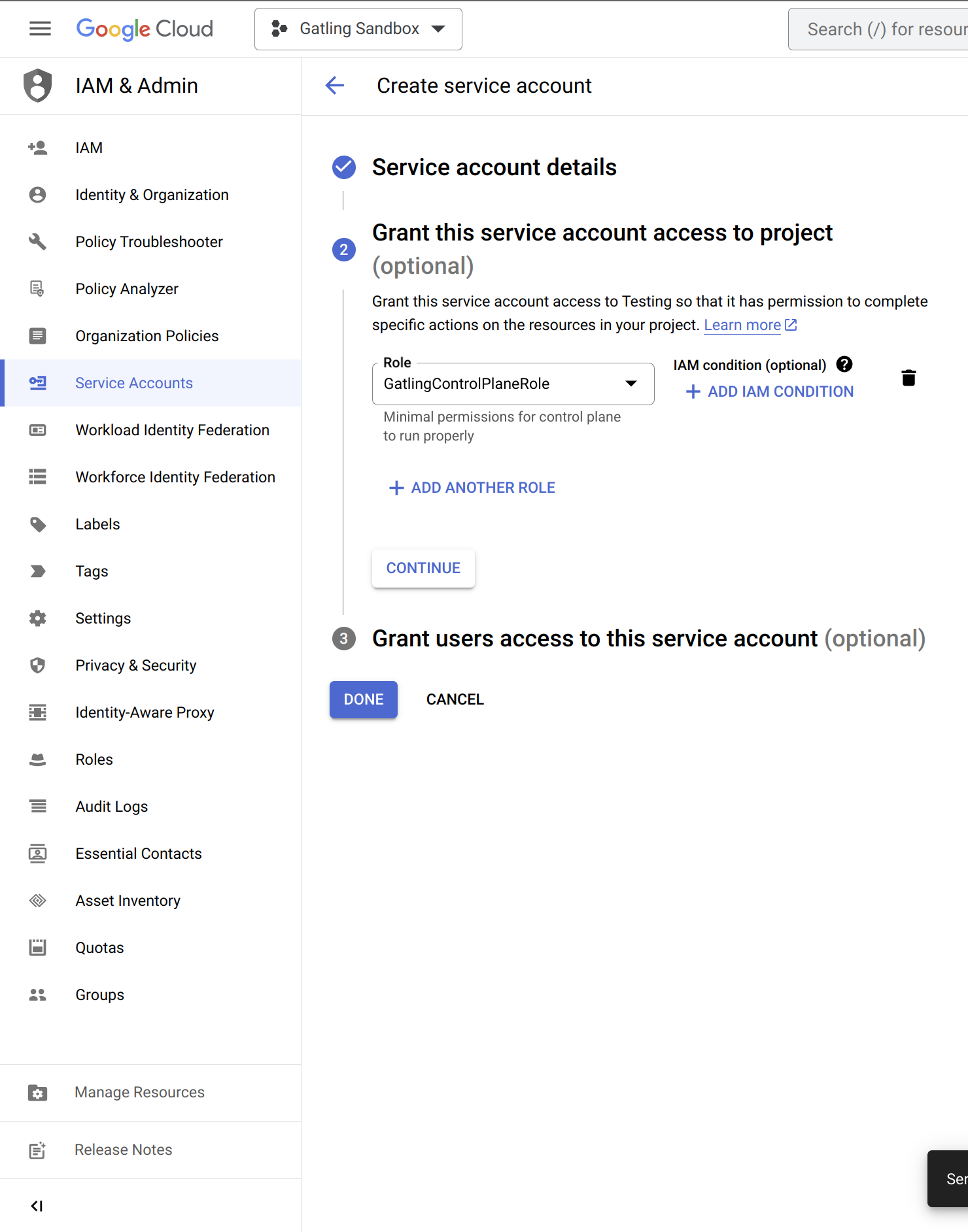 Service account role
