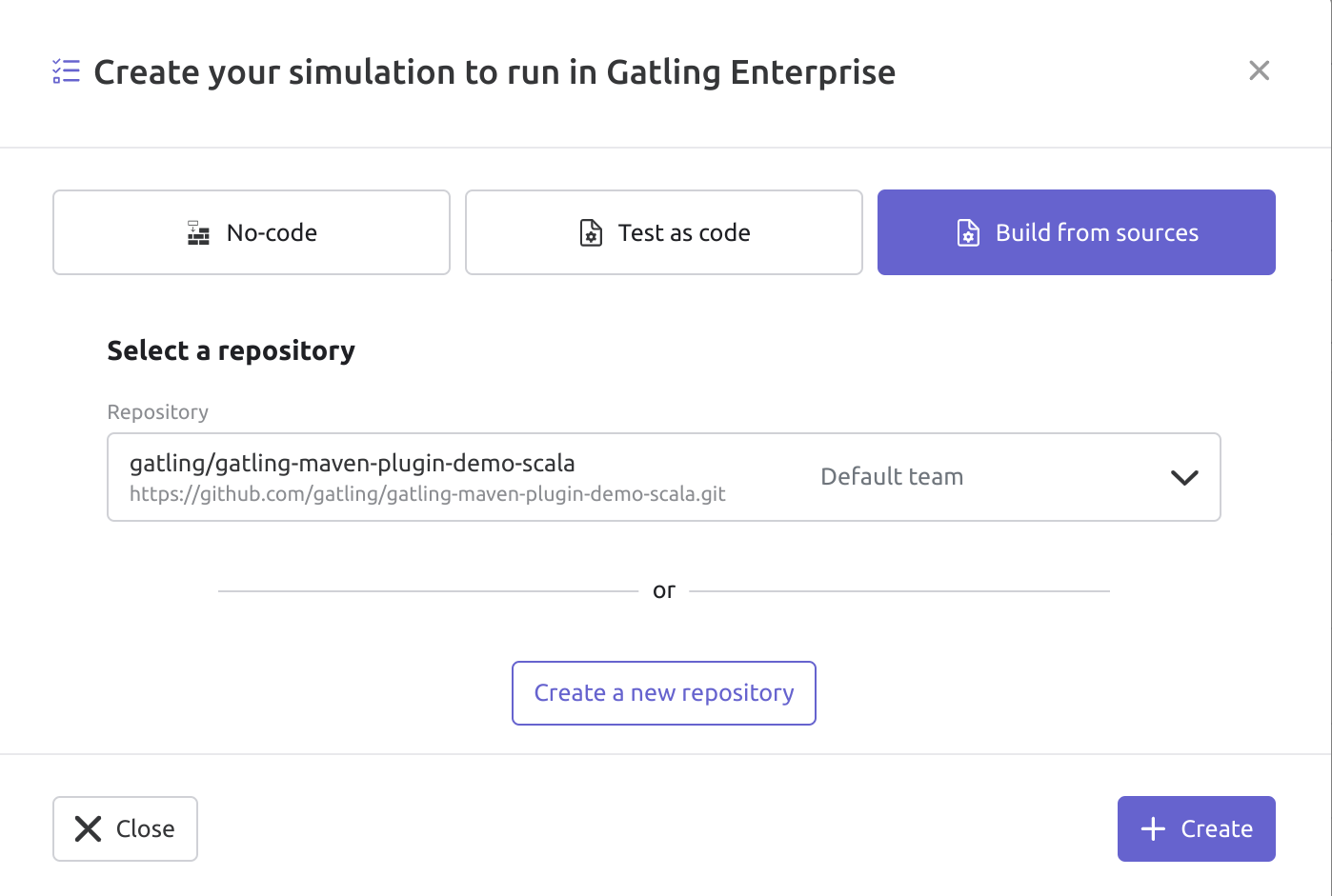 Create Simulation from Git Repository